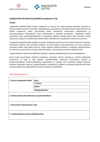 Huoneiston Haltijan Tupakkalain Mukainen Kuulemislomake DOC