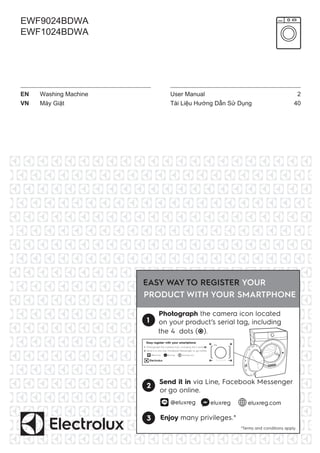 EWF9024BDWA
EWF1024BDWA
User Manual
Tài Liệu Hướng Dẫn Sử Dụng
2
40
Washing Machine
Máy Giặt
EN
VN
 