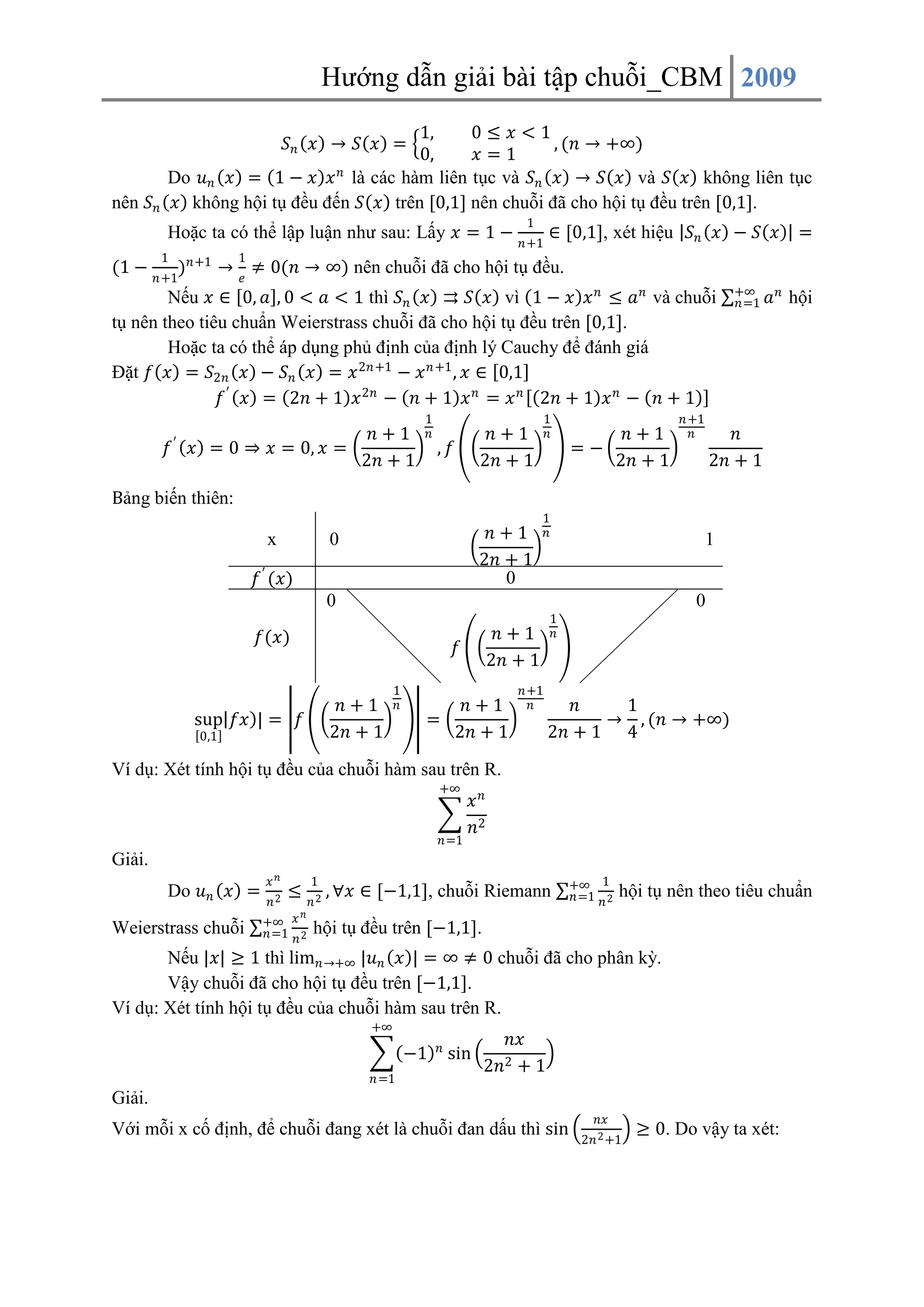 Hướng dẫn giải bài tập chuỗi - Toán cao cấp | PDF