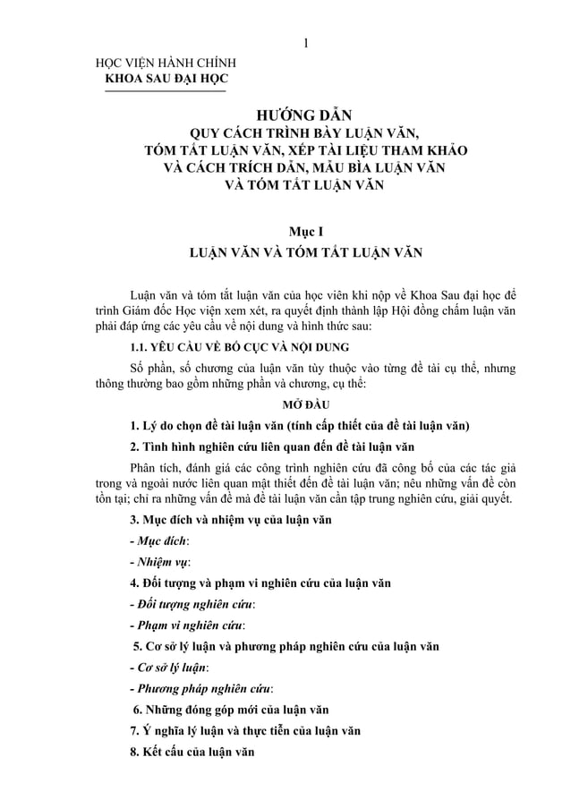 Huong dan quy cach trinh bay luan van | DOC