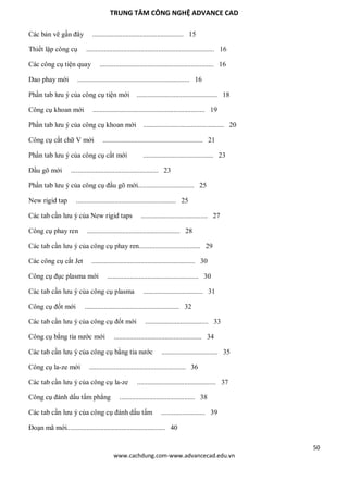 TRUNG TÂM CÔNG NGHỆ ADVANCE CAD
50
www.cachdung.com-www.advancecad.edu.vn
Các bản vẽ gần đây ................................