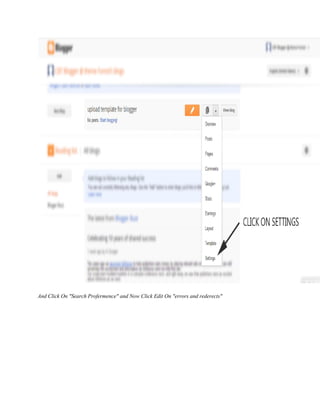 And Click On "Search Profermence" and Now Click Edit On "errors and rederects"
 