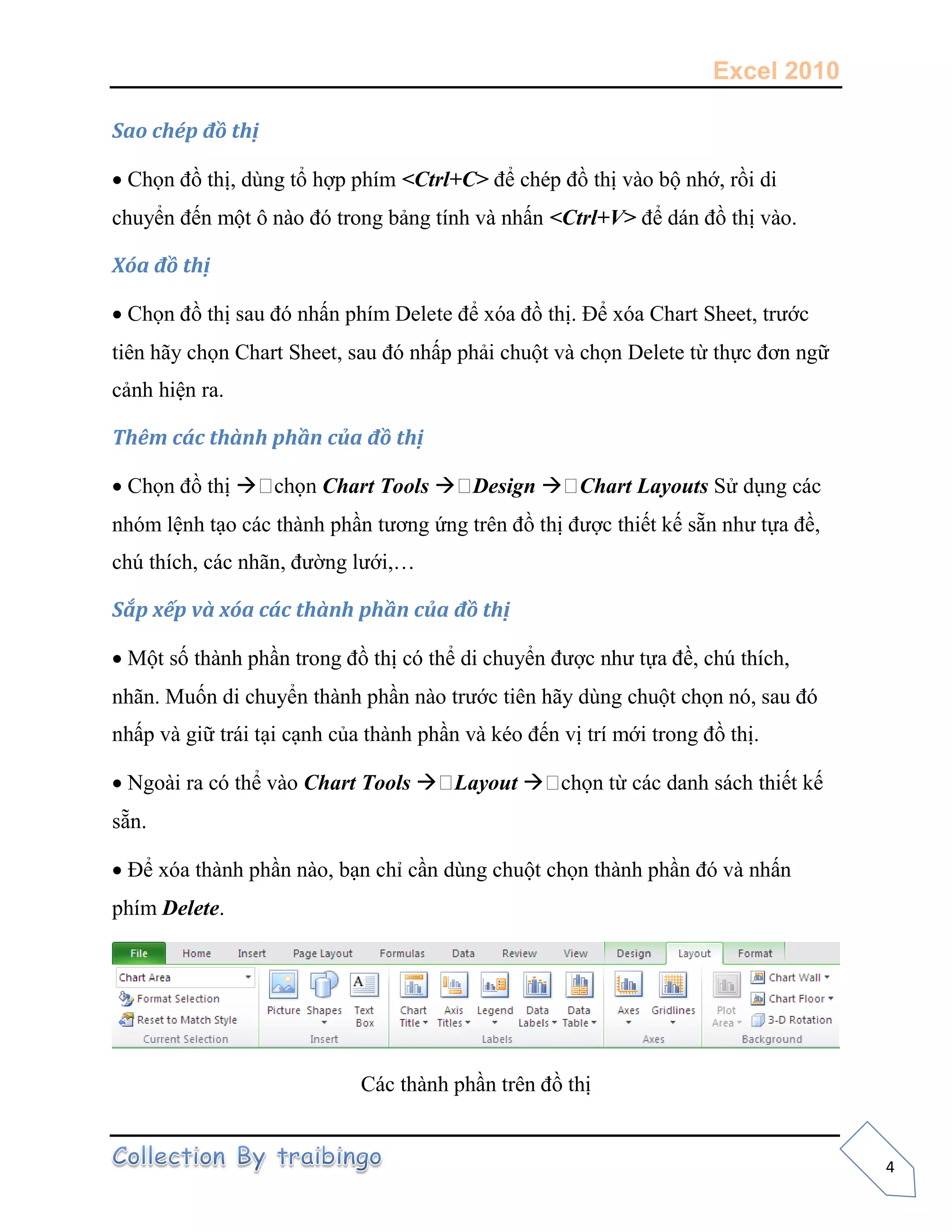 Excel 2010
4
a
 <Ctrl+C>
<Ctrl+V>
a

ủa
  Chart Tools  Design  Chart Layouts
n
Sắp x v a ủa

 Chart Tools  Layout 

Delete.
 