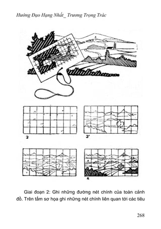 Hướng Đạo Hạng Nhất_ Trương Trọng Trác
Giai đoạn 2: Ghi những đường nét chính của toàn cảnh
đồ. Trên tấm sơ họa ghi những nét chính liên quan tới các tiêu
268
 