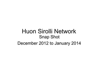 Huon Sirolli Network
Snap Shot
December 2012 to January 2014
 