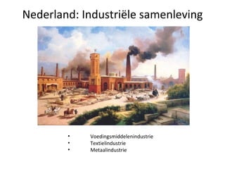 Nederland: Industriële samenleving Voedingsmiddelenindustrie Textielindustrie Metaalindustrie 