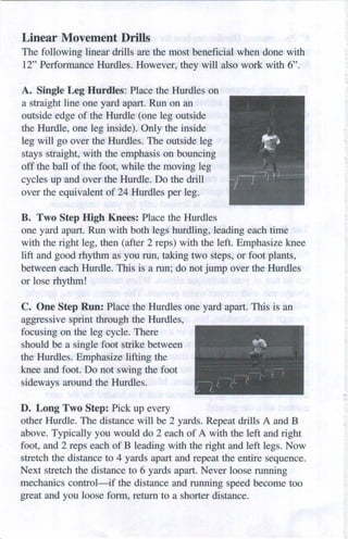 Linear Movement Drills
The following linear drills are the most beneficial when done with
12" Performance Hurdles. However...