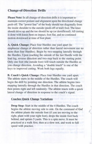 Change-of-Direction         Drills

Please Note: In all change-of-direction drills it is important to
maintain correct pos...