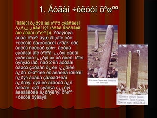 1. Áóãàí ÷óëóóí õºøºº
Ìîíãîëûí õ¿ðýë áà òºìºð çýâñãèéí
ò¿ð¿¿ ¿åèéí íýí ÷óõàë äóðñãàë
áîë áóãàí õºøºº þì. Ýðäýìòýä
áóãàí õºøºº ãýæ ãîíçãîé óðò
÷óëóóíû õàæóóãèéí äºðâºí óðò
òàëûã ñàéòàð çàñ÷, ãóðàâ
çààãëàí ãîë òºëºâ í¿¿ðýí òàëûí
çàðèìäàà í¿¿ðýí áà àð òàëûí îðîéí
õýñýãò íàð, ñàð 2-îîñ ãóðâàí
òàøóó çóðààñ õ¿íèé í¿¿ðíèé
ä¿ðñ, õºøººíèé èõ áèåèéã îðîîëãîí
ñ¿ðýã áóãûã çàãâàð÷ëàí
ä¿ðñëýí òýäíèé äîîãóóð á¿ñ
òàòàæ, çýð çýâñýã ç¿¿ñýí
áàéäàëòàé ä¿ðñýëñýí õºøºº
÷óëóóã õýëäýã

 