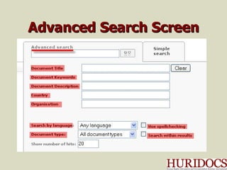 Advanced Search Screen 