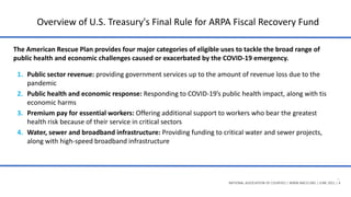 Overview of U.S. Treasury Final Rule For ARPA Fiscal Recovery Fund