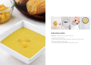 Kukurūzų sriuba
Ingredientai: 1 skardinė kukurūzų, 15 g svogūno, 100 ml pieno
1. Nusausinkite ir paruoškite kukurūzus.
2. Perleiskite kukurūzus ir pieną per lėtaeigę sulčiaspaudę . Kukurūzų ir pieno santykis turi būti
1:1.
3. Per lėtaeigę sulčiaspaudę perleiskite svogūną.
4. Gautą mišinį supilkite į puodą ir pakaitinkite ant vidutinio karštumo viryklės.

92

93

 