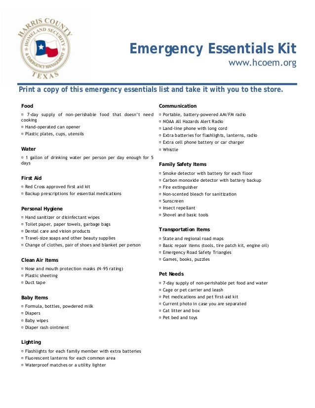 Hurricane preparednesschecklist