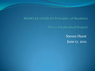 Steven Hurst
June 17, 2012
 