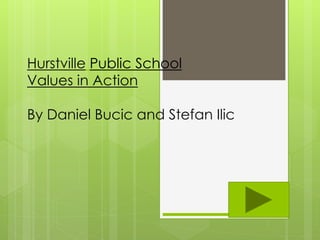 Hurstville Public School
Values in Action
By Daniel Bucic and Stefan Ilic
 
