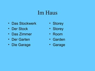 Im Haus Das Stockwerk Der Stock Das Zimmer Der Garten Die Garage Storey Storey Room Garden Garage 
