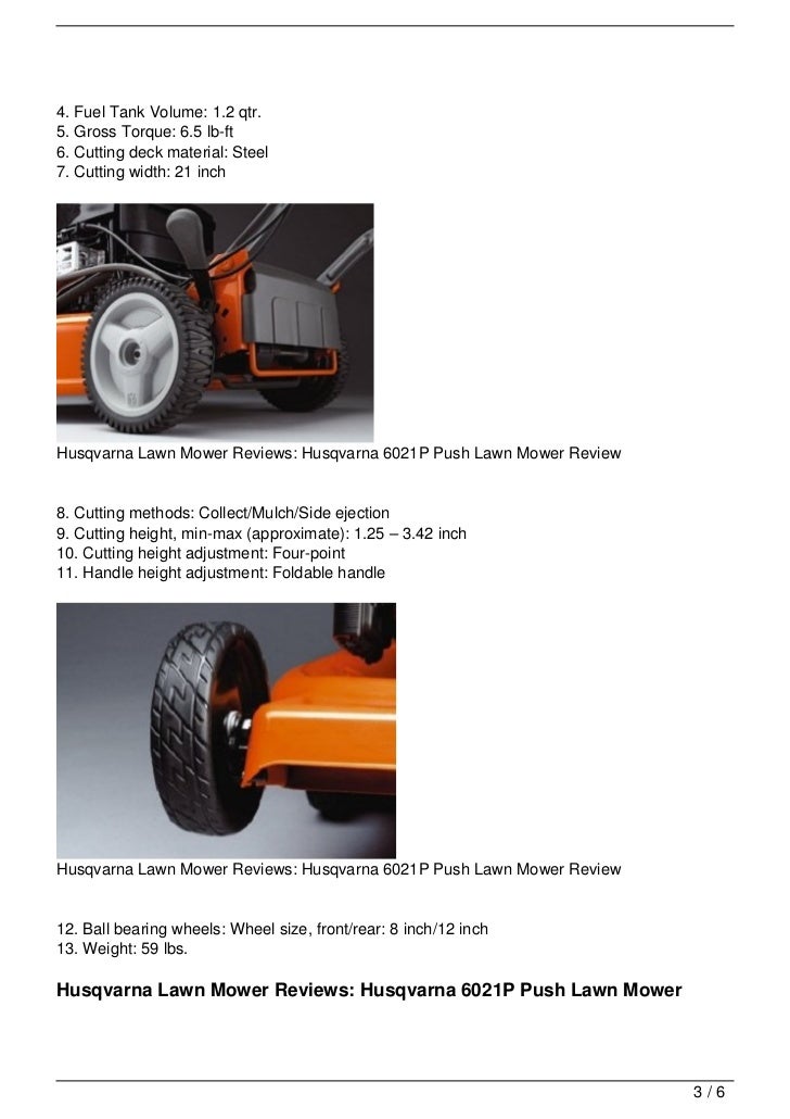 Husqvarna Lawn Mower Reviews Husqvarna 6021P Push Lawn Mower Review