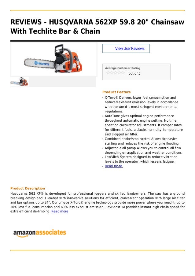 Husqvarna 562 xp 59.8 20 chainsaw with techlite bar & chain