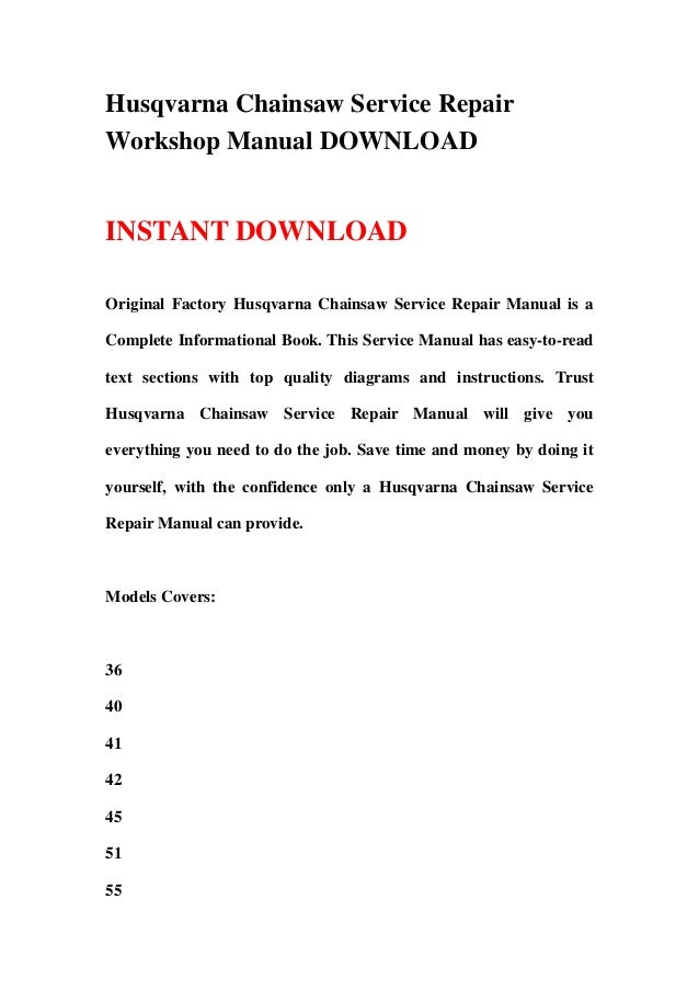 Husqvarna Chainsaw Service Manual Husqvarna Chainsaw Service Manual