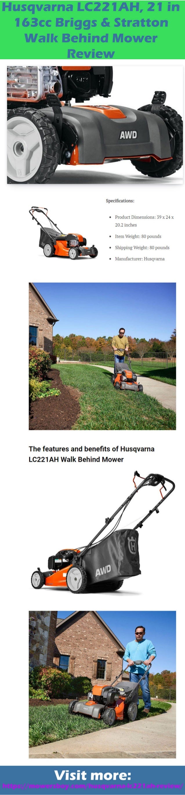 Husqvarna lc221 ah, 21 in 163cc briggs & stratton walk behind mower review