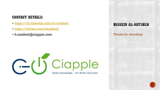  https://ch.linkedin.com/in/natsheh
 https://twitter.com/hnatsheh
 h.natsheh@ciapple.com Thanks for attending!
 