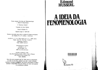 Husserl, edmund. a idéia da fenomenologia