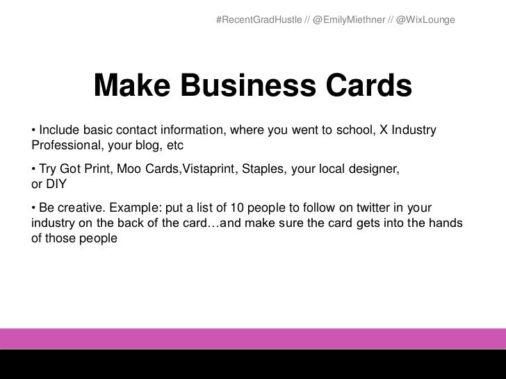 hustle 101 networking for recent grads business cards for recent graduates