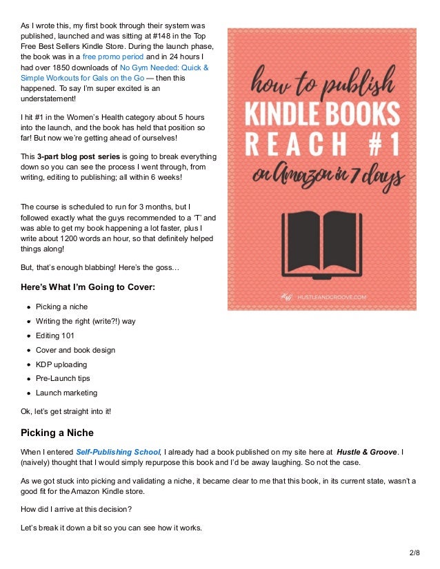 How to publish a kindle book in 6 weeks and reach 1 in