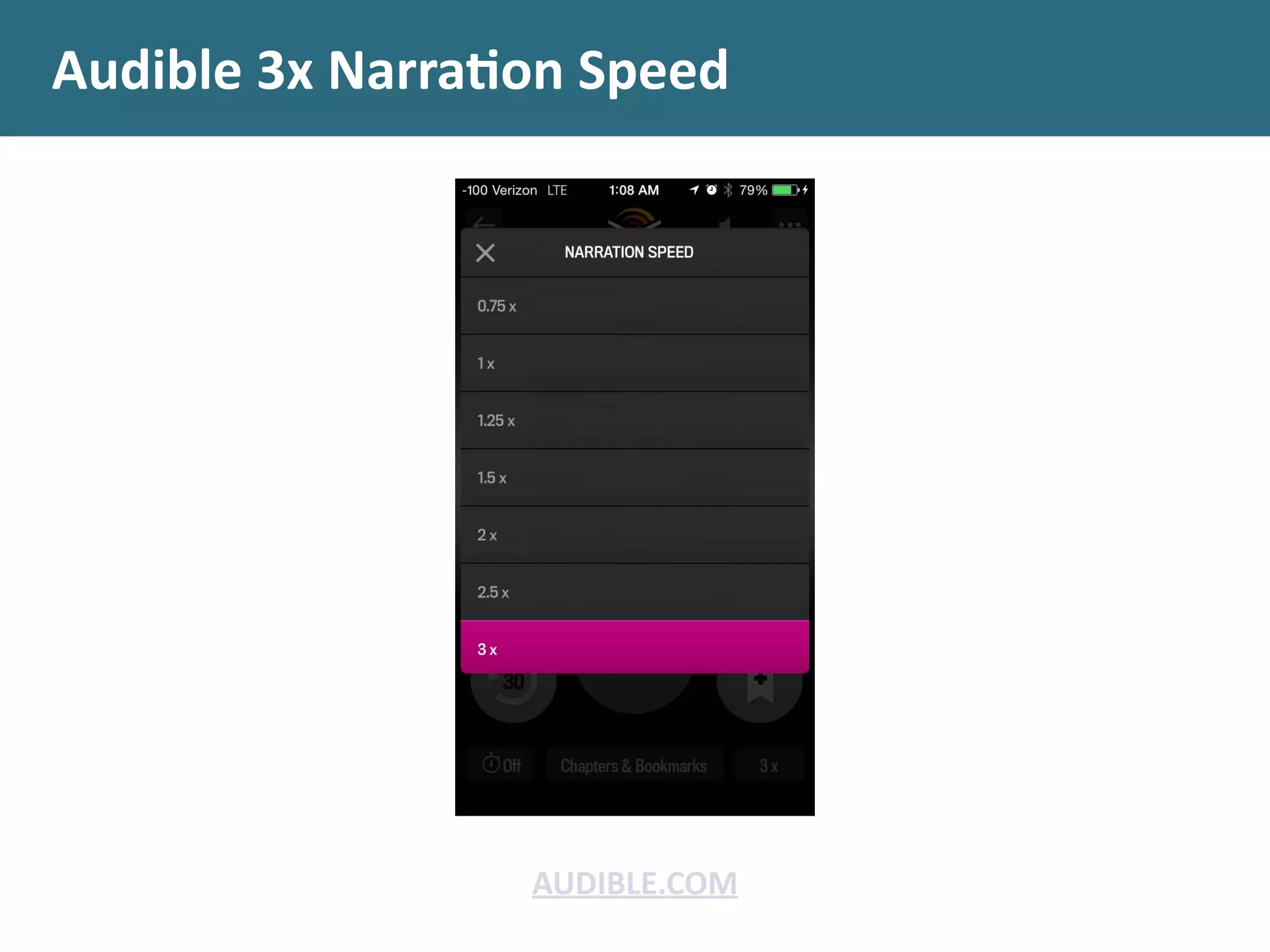 Audible	
  3x	
  Narraon	
  Speed
AUDIBLE.COM
 
