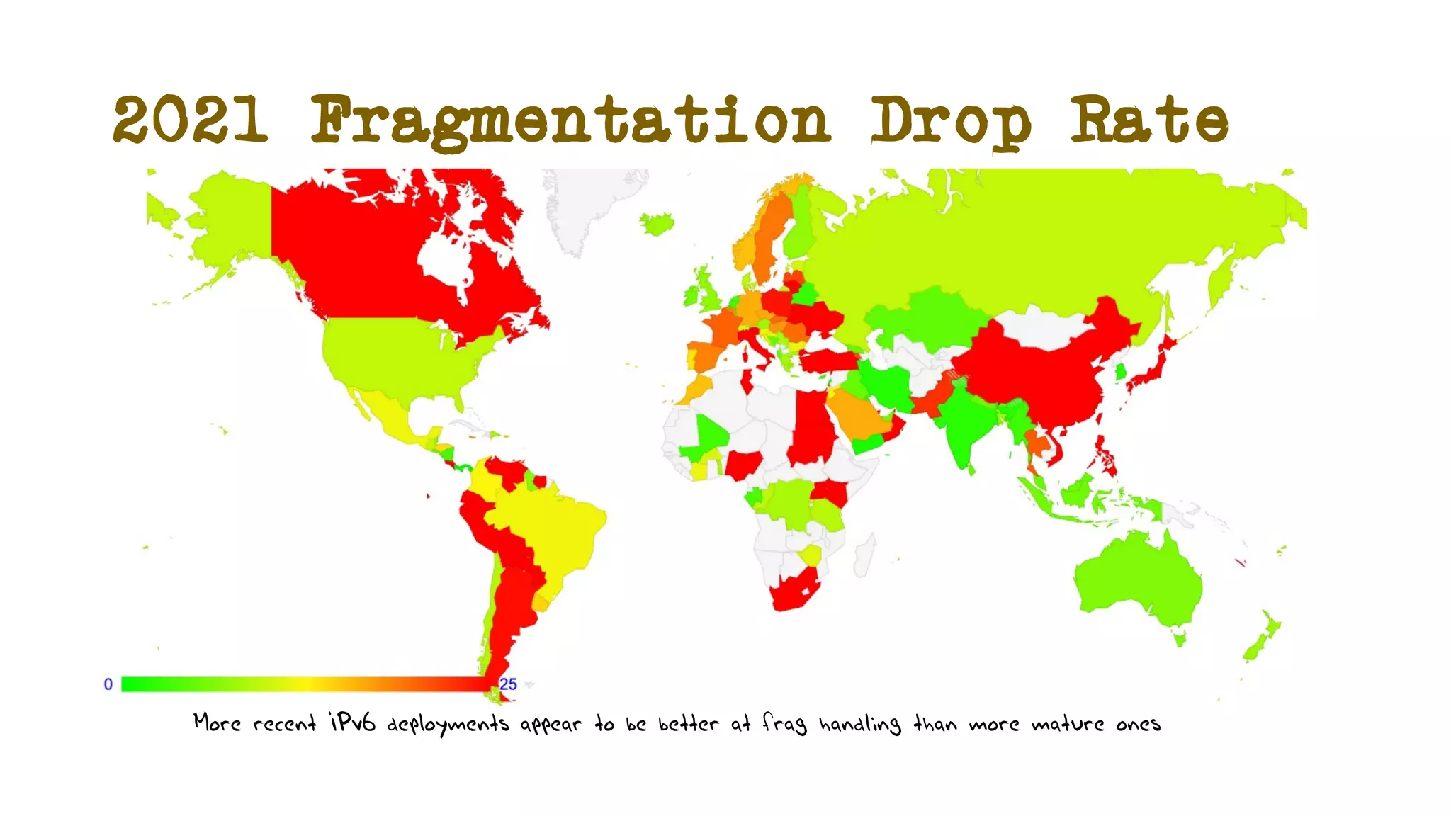 2021 Fragmentation Drop Rate
More recent IPv6 deployments appear to be better at frag handling than more mature ones
 