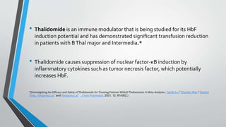 Combination therapy of hydroxyurea and thalidomide in β-thalassemia | PPTX