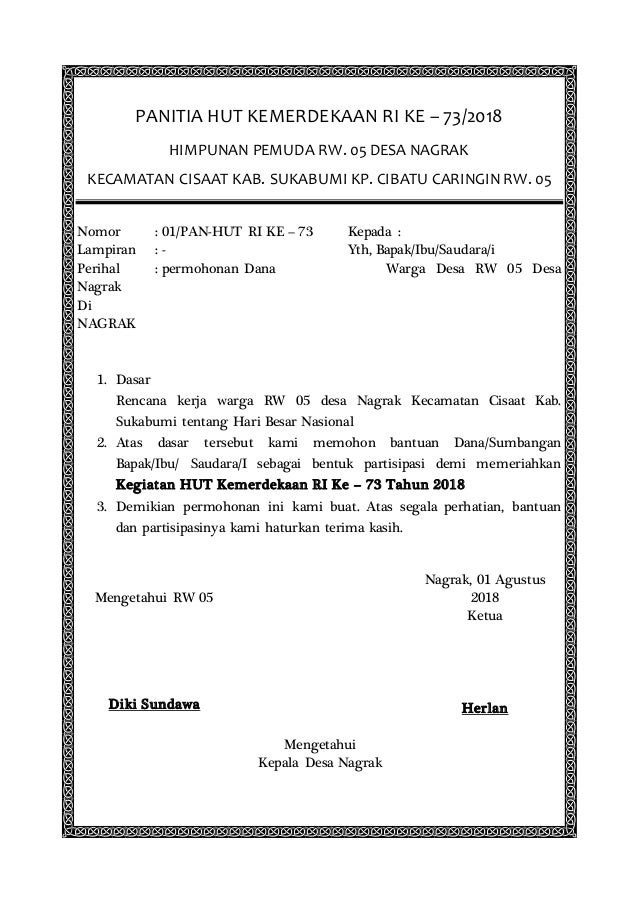 Proposal Hut Ri Ke 73