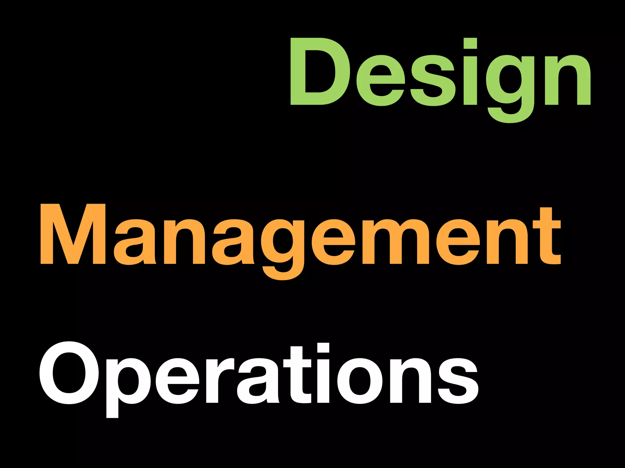 Design
Management
Operations
 