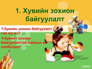 1. Хувийн зохион
байгуулалт
Хувийн зохион байгуулалт
гэж юу вэ?
Хувийн зохион
байгуулалттай байхын ач
холбогдол

L/O/G/O

 