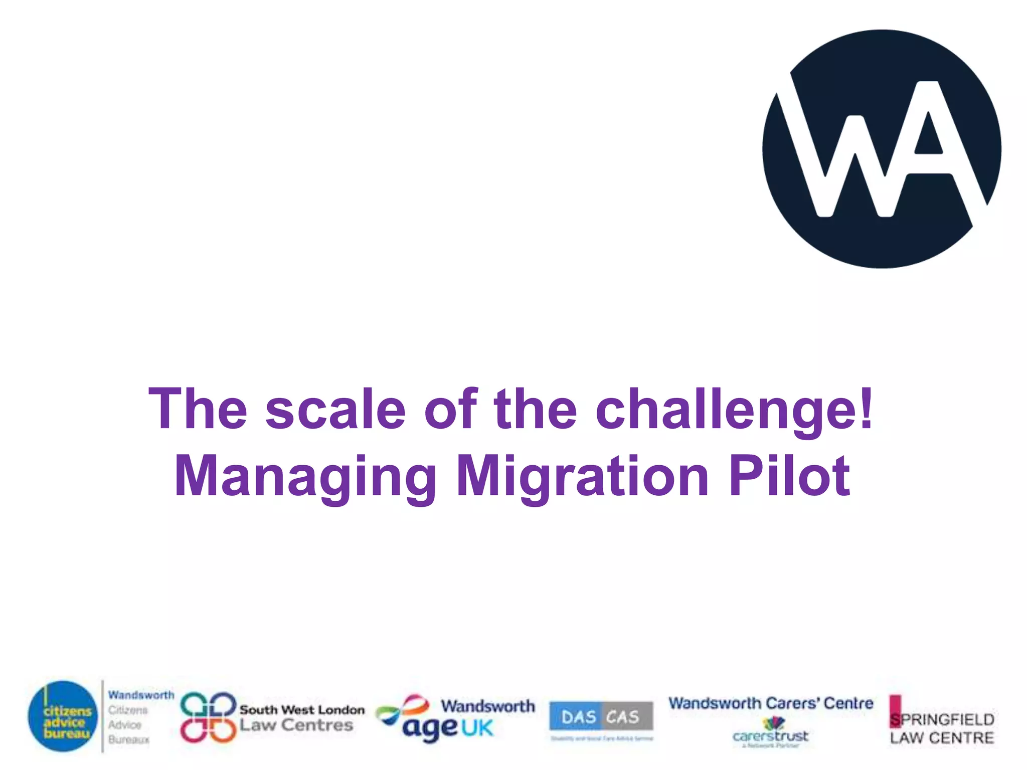 The scale of the challenge! 
Managing Migration Pilot 
 