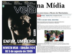 Presença na Mídia A Jornalista Silvia Rogar da Revista Veja entrevistou o Mestre do Matrimônio. VÃO CASAR? SIM, MESTRE Misturando Religiões em rituais próprios... O bom celebrante paira acima de crenças e age como se conhecesse o casal de longa data, pontuando suas falas com histórias dos dois. ...Fredh Hoss. Radialista de profissão... Cobre um amplo espectro confessional. No  casamento  de Roberta limitou-se a, como ela pediu, ser breve: preparou uma fala curta baseada na história de vida dos noivos, que aprendeu submetendo-os antes a um questionário escrito. Foi show. REVISTA VEJA – EDIÇÃO 2124 DE 5 de agosto de 2009 