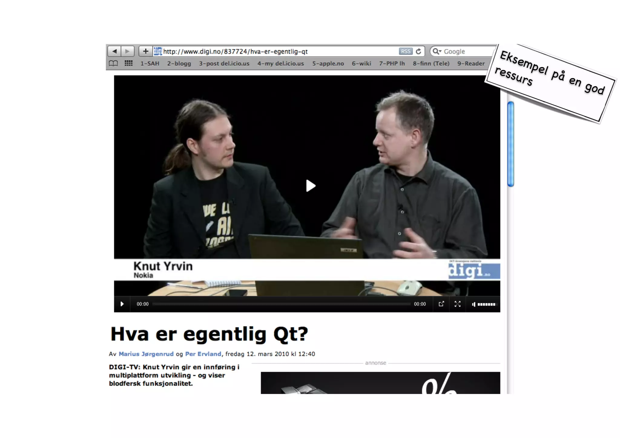 Eksempel på en go d 
ressurs 
 