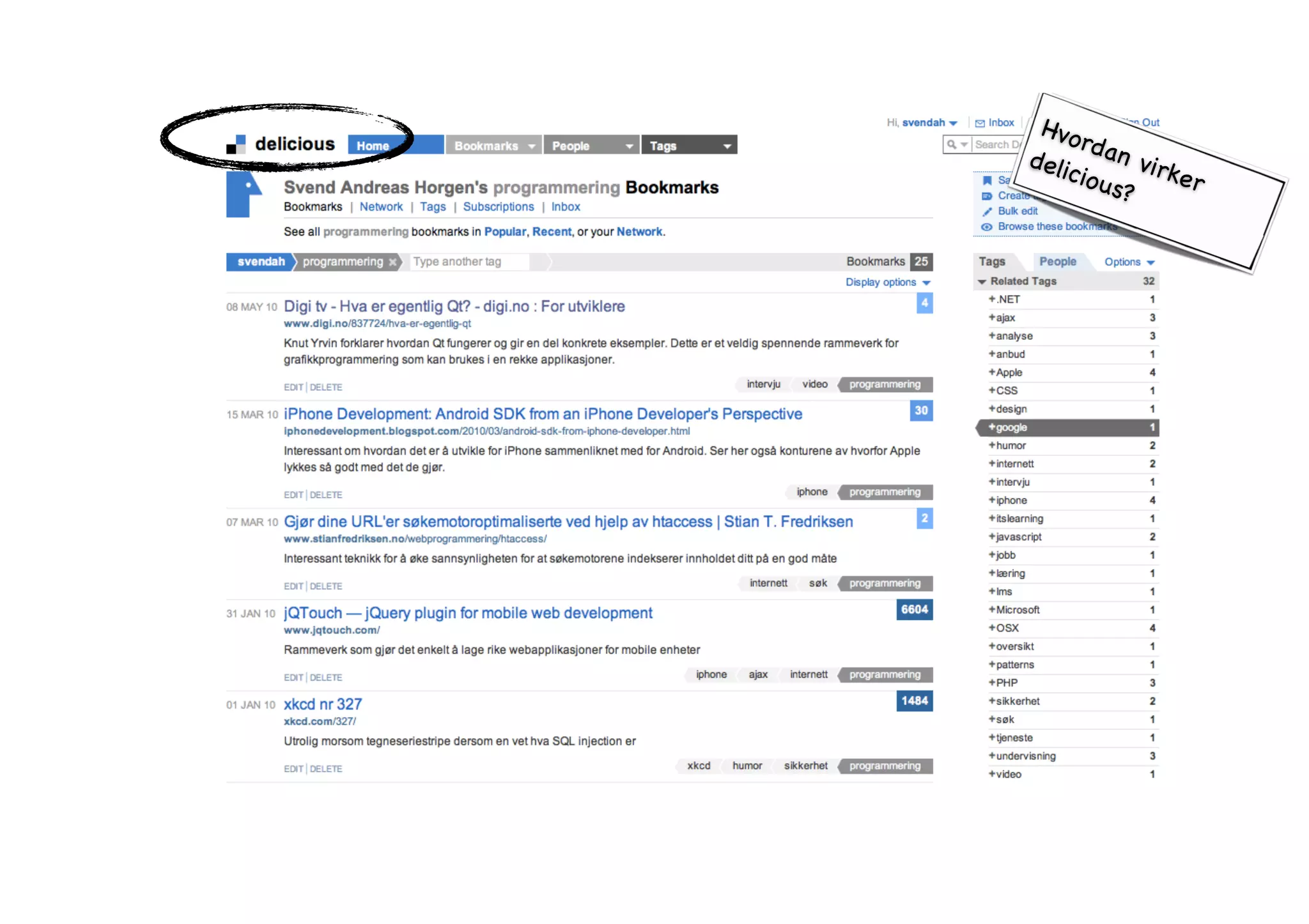 Hvordan virker 
delicious? 
 