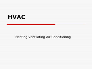 HVAC


 Heating Ventilating Air Conditioning
 