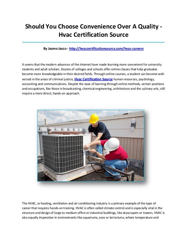 Hvac certification source