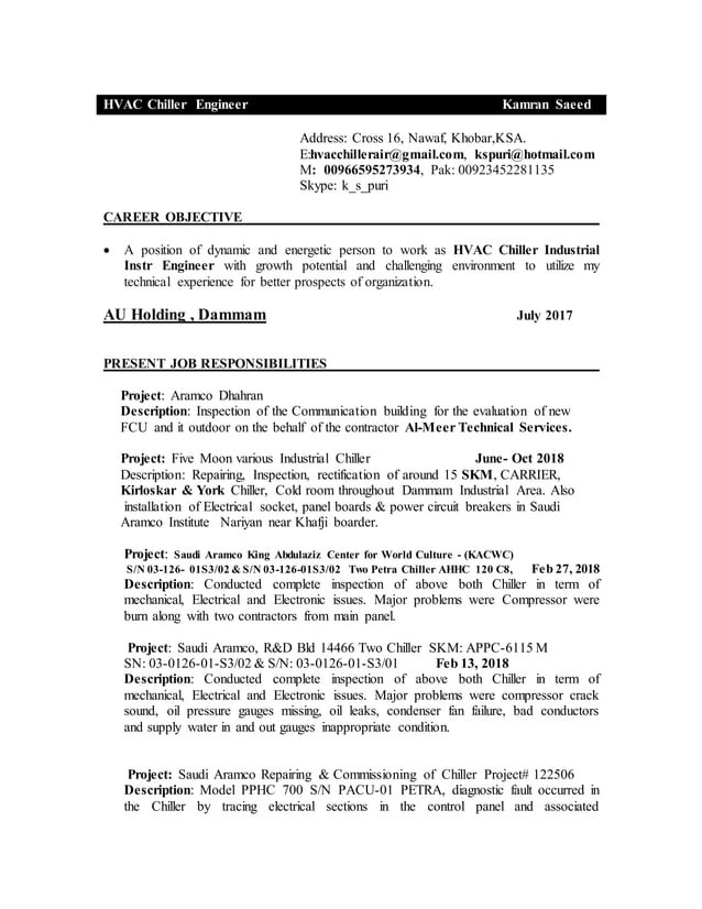 Hvac chiller Engineer Tech PDF