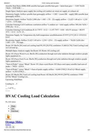 Hvac cooling load calculation | PDF