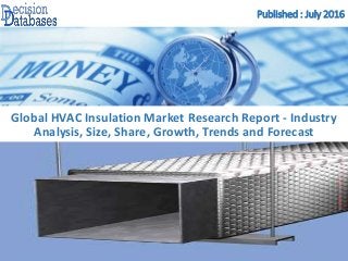 Published : July 2016
Global HVAC Insulation Market Research Report - Industry
Analysis, Size, Share, Growth, Trends and Forecast
 