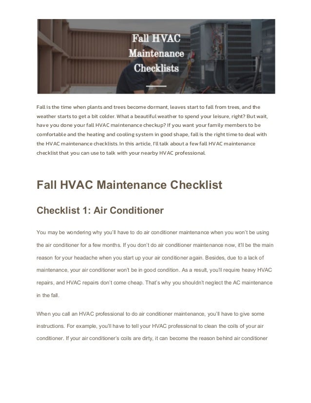Hvac Systems New Hvac System Maintenance Checklist Pd vrogue.co