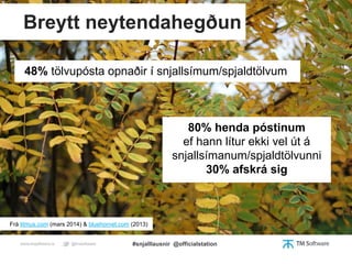 Breytt neytendahegðun
Frá litmus.com (mars 2014) & bluehornet.com (2013)
48% tölvupósta opnaðir í snjallsímum/spjaldtölvum...