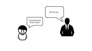 Hva koster det å
drifte i skyen?
Bla, bla, bla….
 