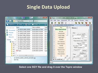 Select one SGY file and drag it over the Tspro window Single Data Upload 