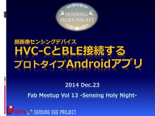 顔画像センシングデバイス
HVC-CとBLE接続する
プロトタイプAndroidアプリ
2014 Dec.23
Fab Meetup Vol 13 -Sensing Holy Night-
 