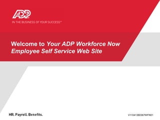 V11041380367WFN51
Welcome to Your ADP Workforce Now
Employee Self Service Web Site
 