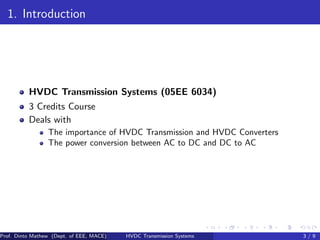 HIGH VOLTAGE DIRECT CURRENT TRANSMISSION SLIDES | PDF